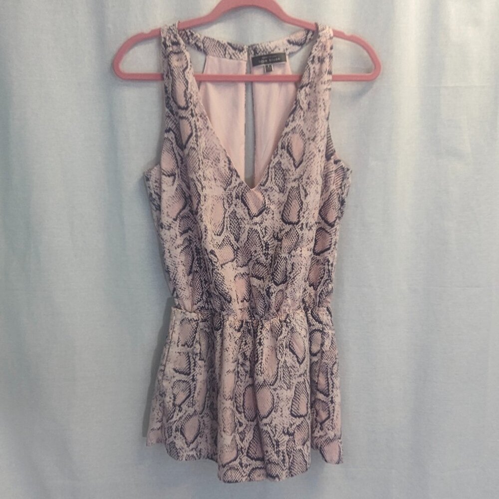 Blue Blush Size Small Romper in Pink and Black Snakeskin